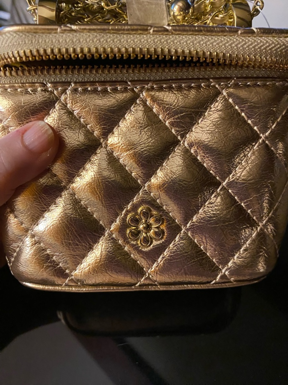 Gold Quilted Chain Crossbody Bag NWT- Women